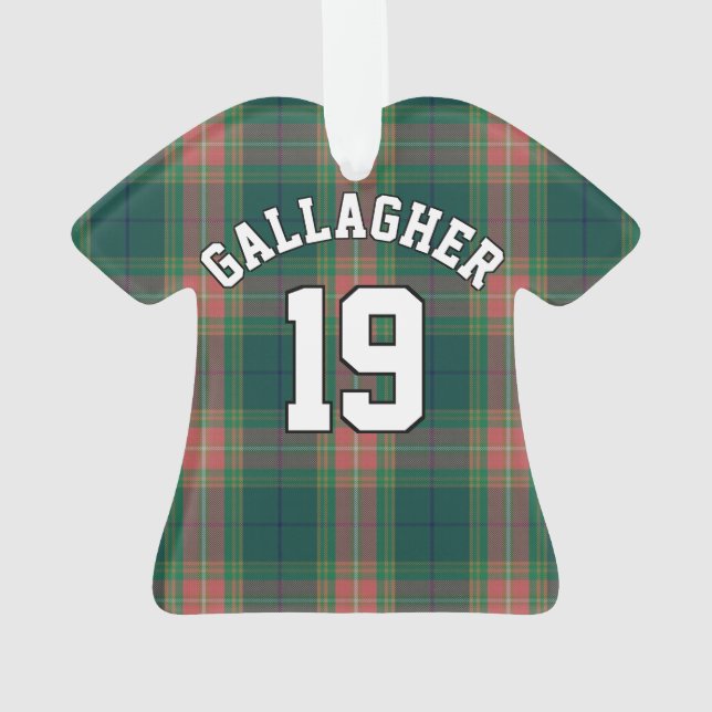 Irish Clan Gallagher Tartan Christmas Jersey Ornament (Back)