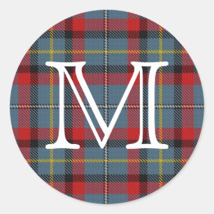Irish Clan MacNamara Tartan With Monogram Classic Round Sticker
