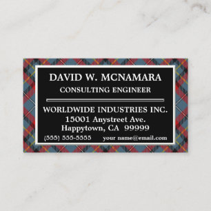 Irish Clan McNamara MacNamara Tartan Plaid Business Card