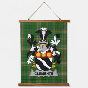 Irish Clements Coat of Arms Family Crest Hanging Tapestry