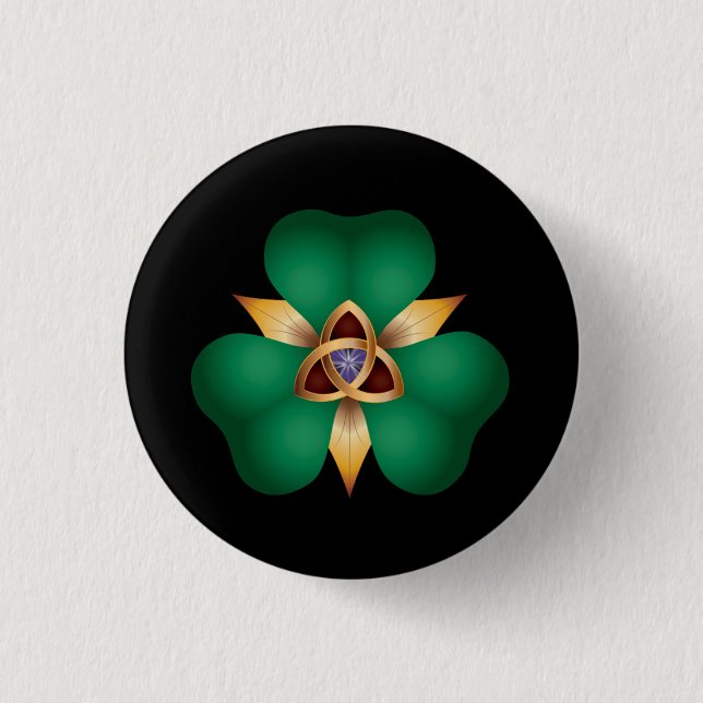 Irish Clover and Trinity Knot Charm Button (Front)