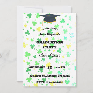 Irish Clover Graduation Party Invitation