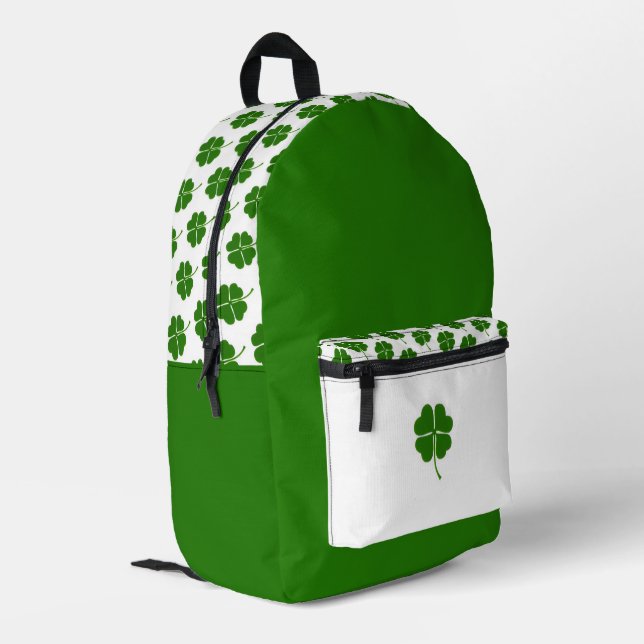 Irish Clover Pattern Backpack (Back Corner Left)