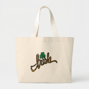 irish clover shamrock large tote bag