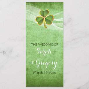 Irish clover & veil green wedding progam program