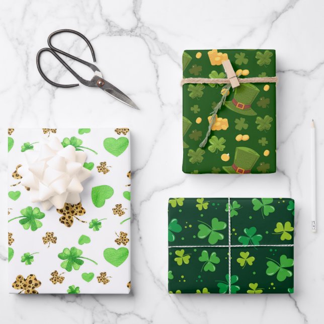 Irish Clover Wrapping Paper Sheet (Front)