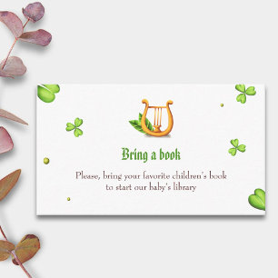Irish Clovers and Golden Harp Bring a book Enclosure Card