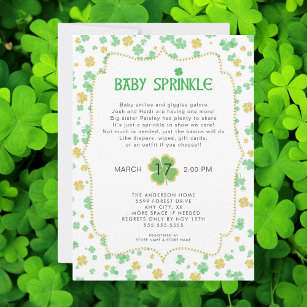 Irish Clovers Baby Sprinkle, neutral green gold Invitation