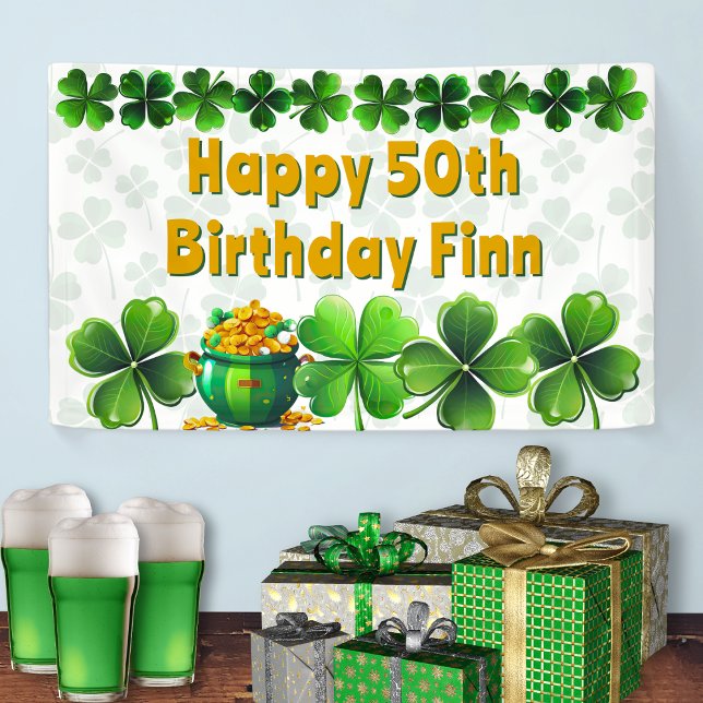 Irish Clovers Custom Birthday Party Banner (Creator Uploaded)