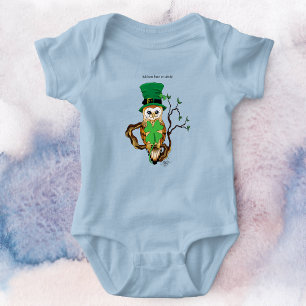 Irish Clovers Owl Green Baby Bodysuit