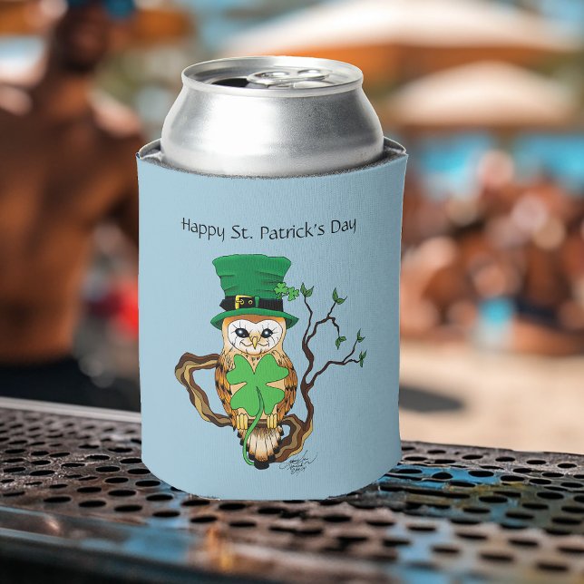 Irish Clovers Owl Green Can Cooler (Creator Uploaded)