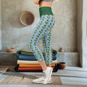 Irish Clovers Owl Green Capri Leggings
