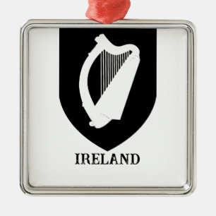 Irish Coat of Arms Black & White Minimalist Art Metal Ornament