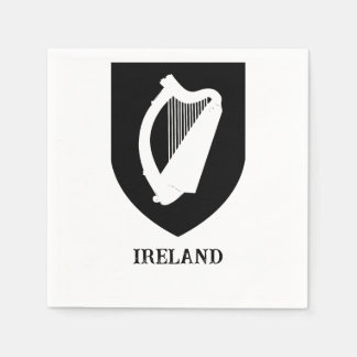 Irish Coat of Arms Black & White Minimalist Art Napkin