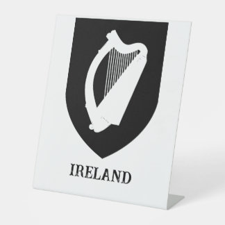 Irish Coat of Arms Black & White Minimalist Art Pedestal Sign