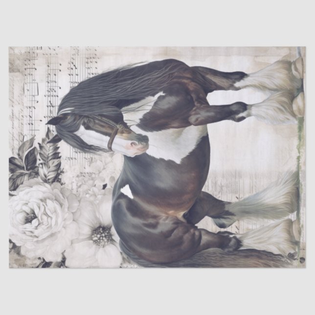 Irish Cob Horse Decoupage Tissue Paper (Front)