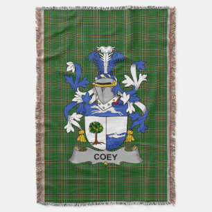 Irish Coey or McCoey Coat of Arms Family Crest Ir Throw Blanket