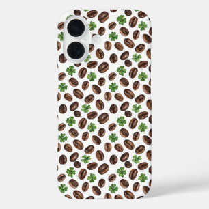 Irish Coffee Beans and Shamrocks Funny Design iPhone 16 Case
