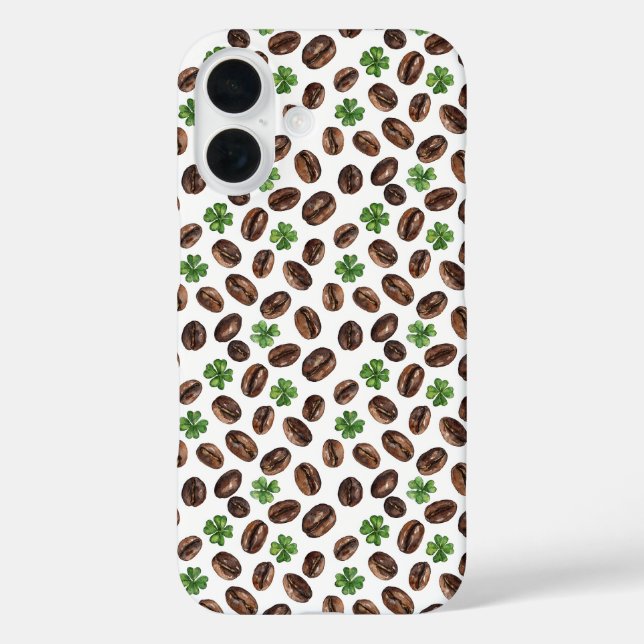 Irish Coffee Beans and Shamrocks Funny Design Case-Mate iPhone Case (Back)