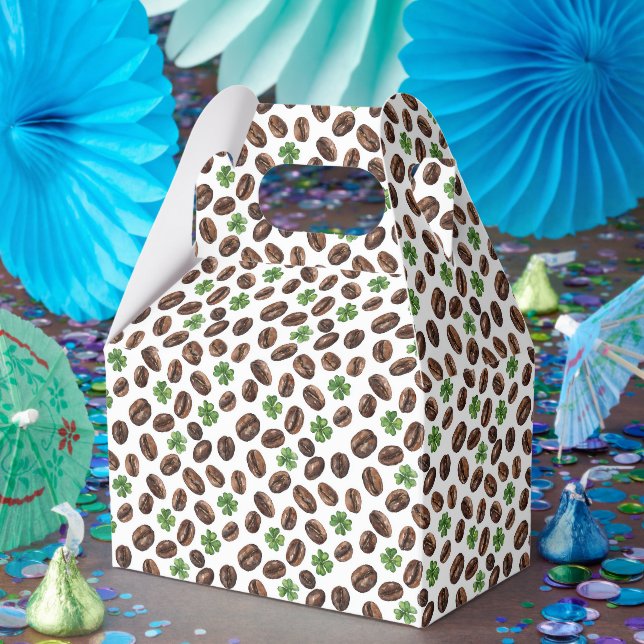 Irish Coffee Beans and Shamrocks Funny Design Favour Box (Party)