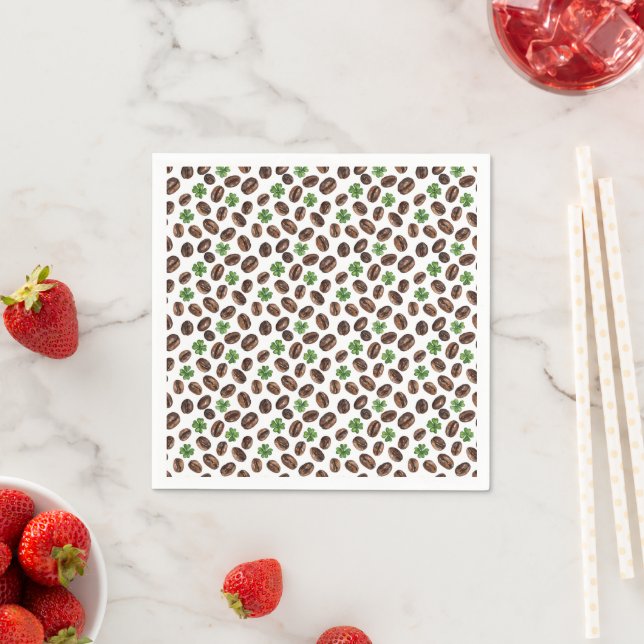 Irish Coffee Beans and Shamrocks Funny Design Napkin (Insitu)
