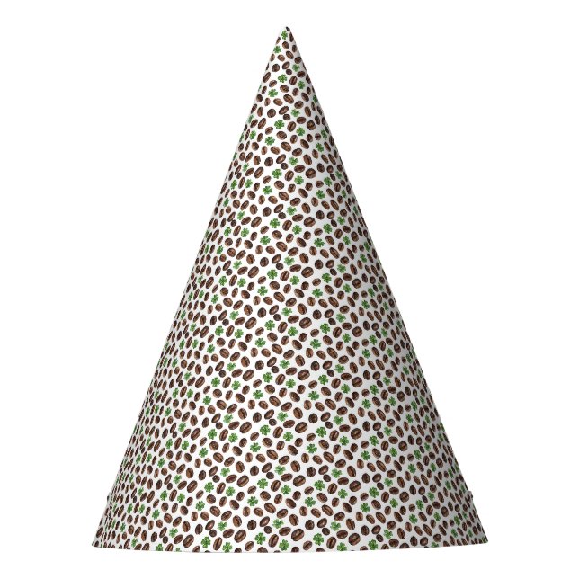 Irish Coffee Beans and Shamrocks Funny Design Party Hat (Front)