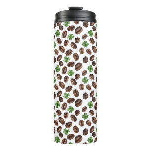 Irish Coffee Beans and Shamrocks Funny Design Thermal Tumbler