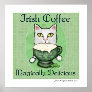 Irish Coffee Cat St. Patrick's Day Art Print