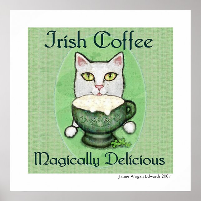 Irish Coffee Cat St. Patrick's Day Art Print (Front)