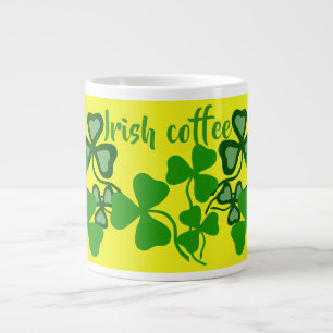 Irish coffee, Ireland shamrock, yellow, clover 9a Large Coffee Mug