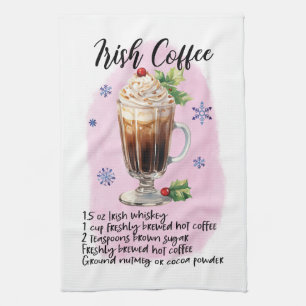 Irish Coffee Recipe Holiday  Tea Towel