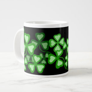 Irish coffee shamrock, black, clover (add name) 4 large coffee mug
