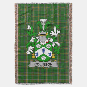 Irish Colinson Coat of Arms Family Crest Ireland Throw Blanket