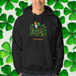 Irish Colours Clover Optional Name St Patrick's Da Hoodie