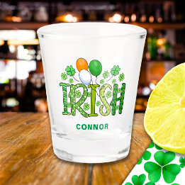 Irish Colours Clovers Custom Name St Patrick's Day Shot Glass