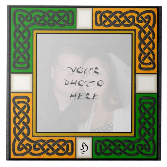"Irish Colours" Monogram Photo Frame Tile (Front)