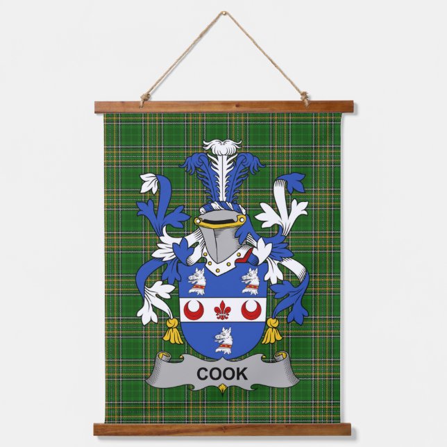 Irish Cook Coat of Arms Family Crest Hanging Tapestry (Front)