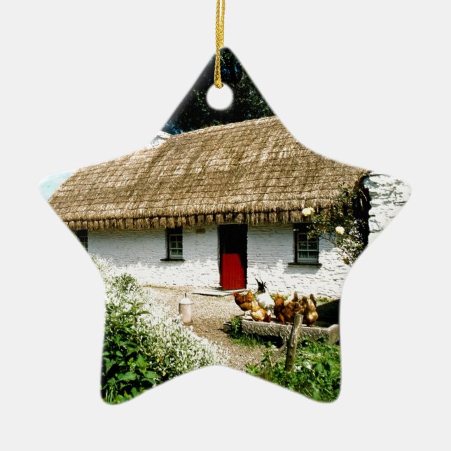 Irish cottage ceramic ornament (Front)