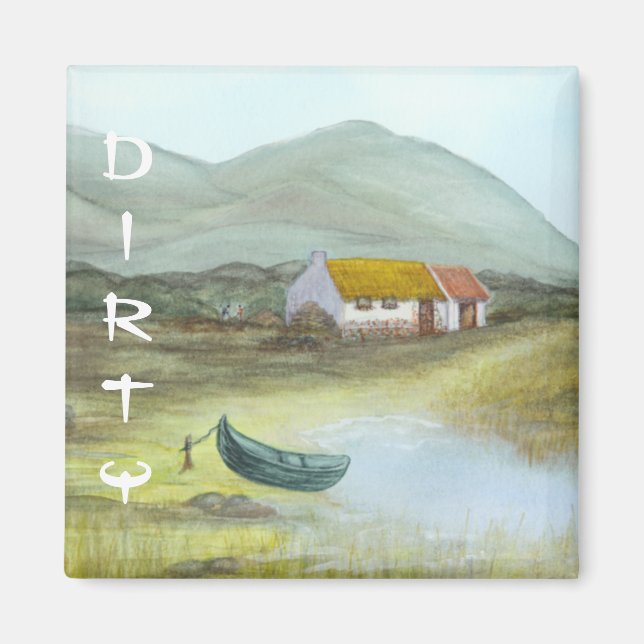Irish Cottage Dishwasher Magnet DIRTY by Bonhovey (Front)