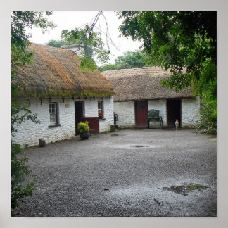 Irish cottage scene poster