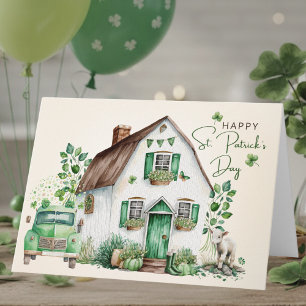Irish Cottage Vintage Truck   St. Patricks Day Card
