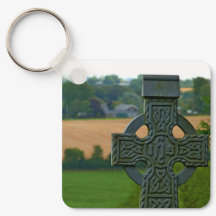 Irish countryside Celtic Stone cross, Ireland flag