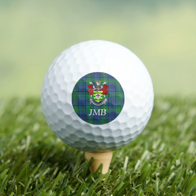 Irish County Donegal Tartan Monogram Golf Balls (Insitu Tee)