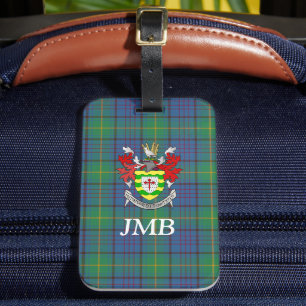 Irish County Donegal Tartan Monogram Luggage Tag