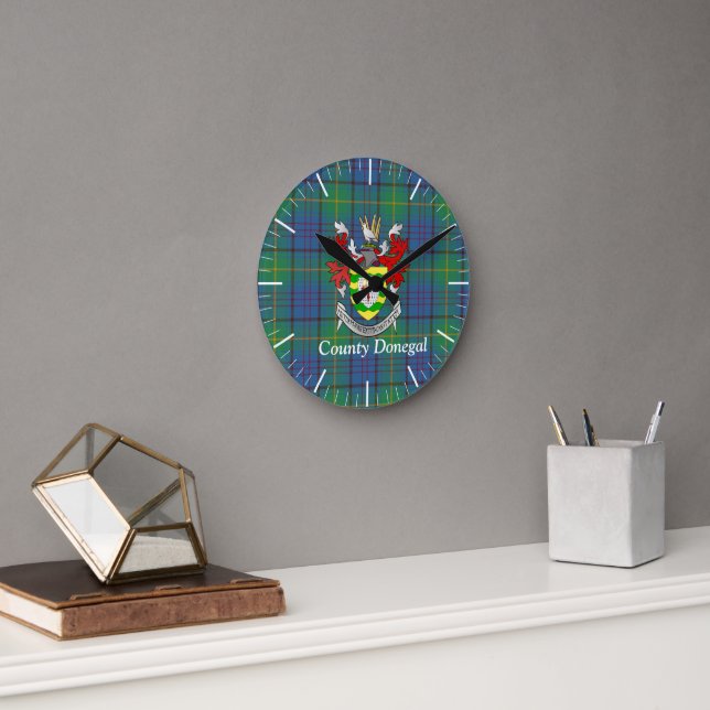 Irish County Donegal Tartan Personalised   Round Clock (Office)