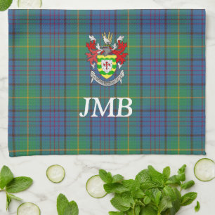 Irish County Donegal Tartan Personalised  Tea Towel