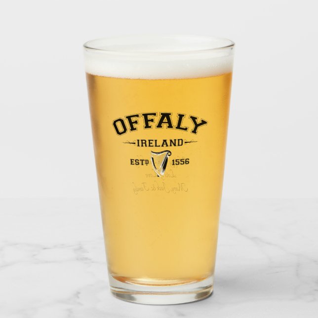 Irish County Offaly Ireland Personalized Text Glass (Front Filled)