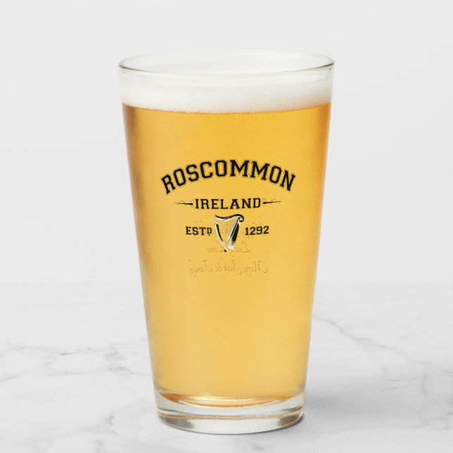 Irish County Roscommon Ireland Personalized Text Glass (Front Filled)