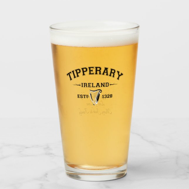 Irish County Tipperary Ireland Personalized Text Glass (Front Filled)