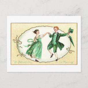 Irish Couple Dancing Vintage St Patrick's Day Postcard